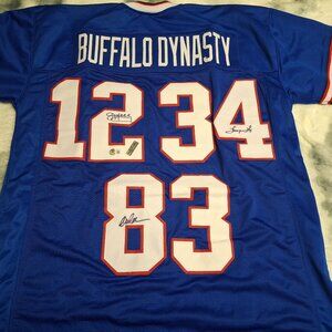 Jim Kelly, Thurman Thomas, and Andre Reed Buffalo Bills Autographed Jersey BAS